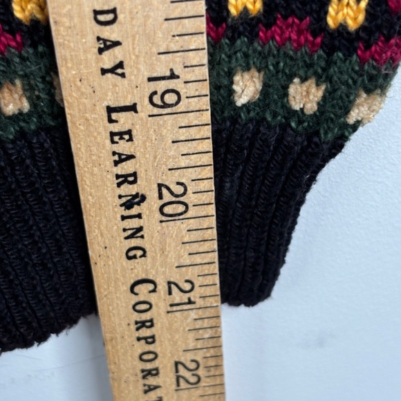 VTG 90s Christine Foley Christmas Cardigan Sweater 2 Black Reindeer Fair Isle - Picture 10 of 11